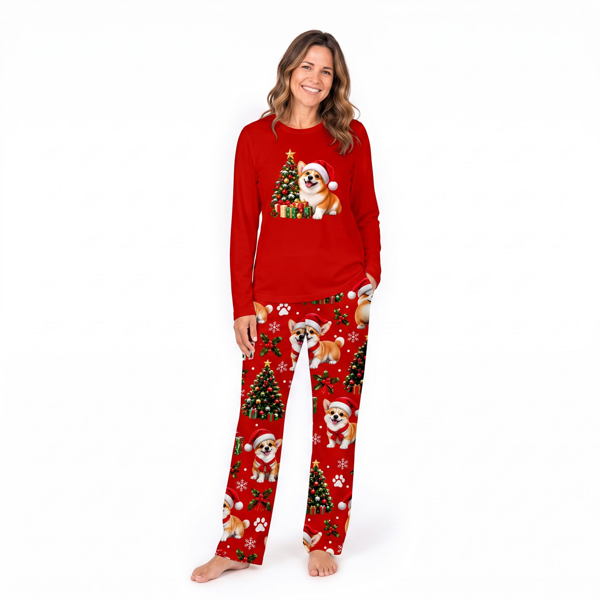 Cute Corgi Christmas Family Matching Pajamas With Pet
