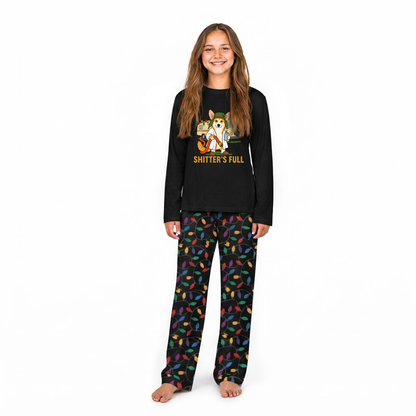 Custom Photo Funny Shitter's Full Dog Cousin Eddie RV Colorful Christmas Lights Family Pajamas