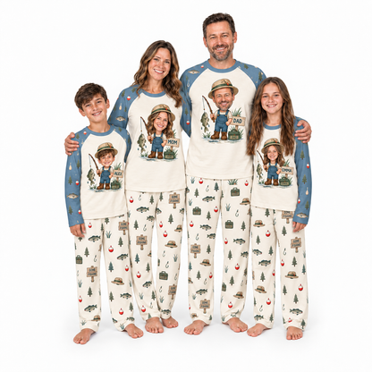 Custom Face Fisherman Gone Fishing Matching Pajamas