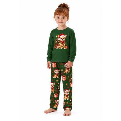 Cute Chihuahua Christmas Tree Custom Name Family Christmas Pajamas