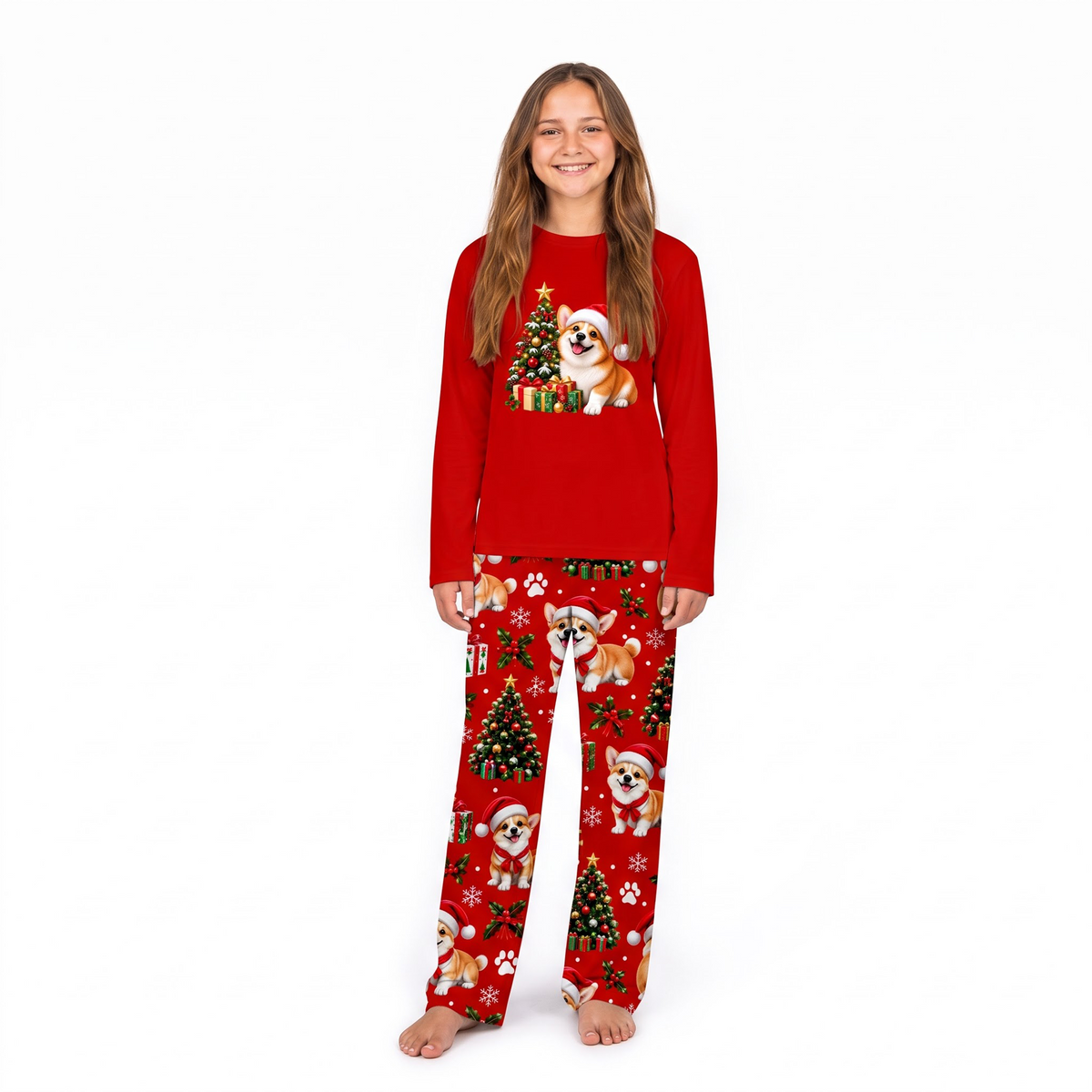 Cute Corgi Christmas Family Matching Pajamas With Pet