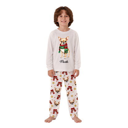 Custom Name Chihuahua Christmas Family Matching Pajamas With Pet