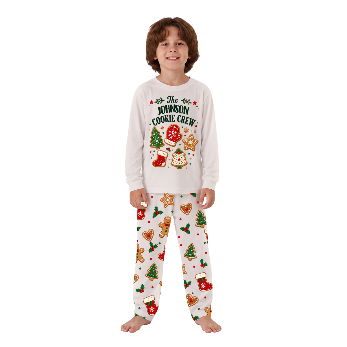 Festive Personalized Christmas Cookie Crew Family Matching Christmas Pajamas With Pet