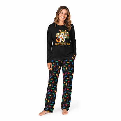 Custom Photo Funny Shitter's Full Dog Cousin Eddie RV Colorful Christmas Lights Family Pajamas