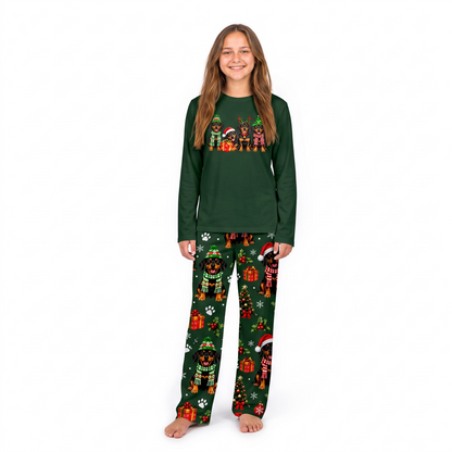Cute Dachshund Christmas Family Matching Pajamas With Pet