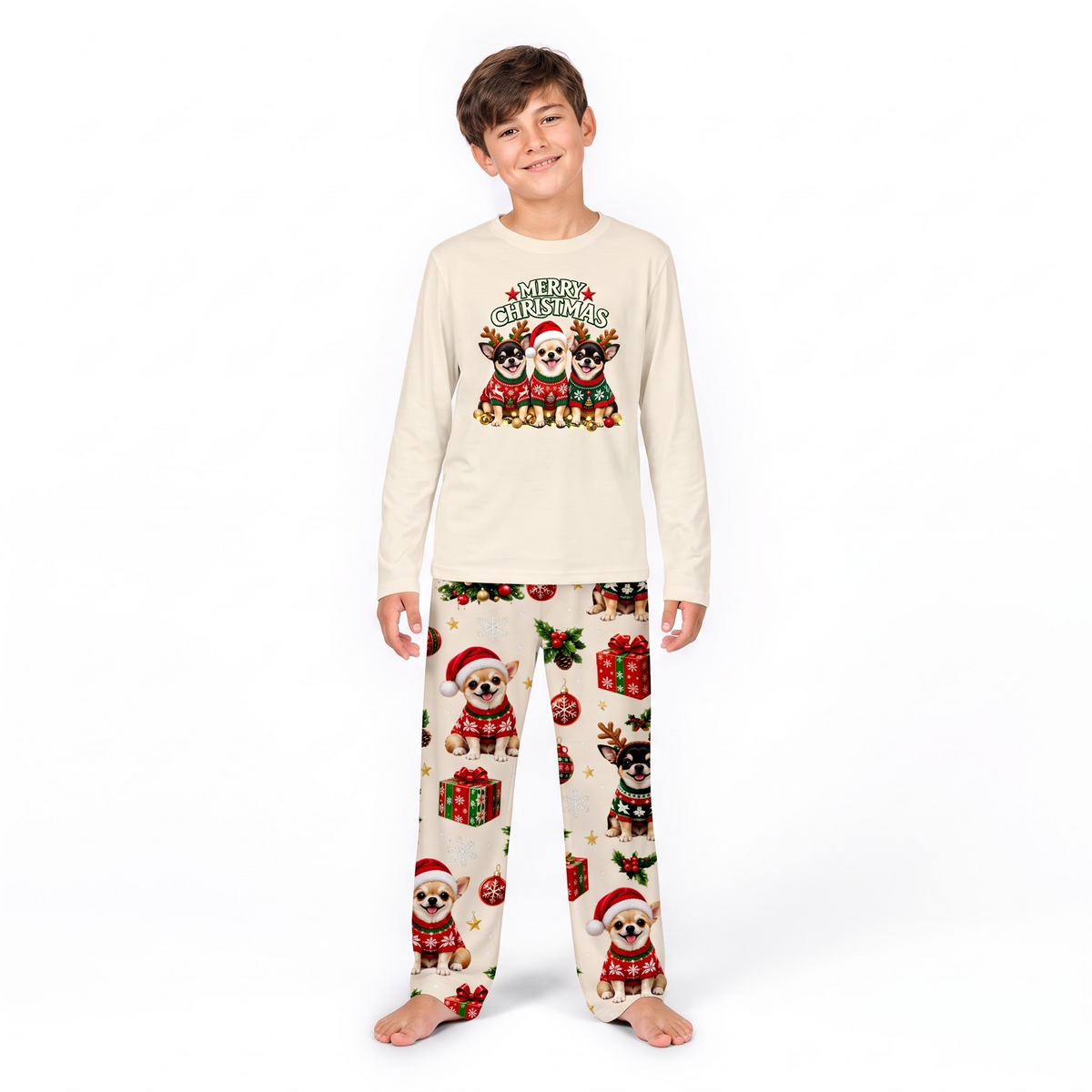 Merry Christmas Chihuahua Matching Family Christmas Pajamas With Pet