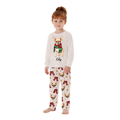 Custom Name Chihuahua Christmas Family Matching Pajamas With Pet