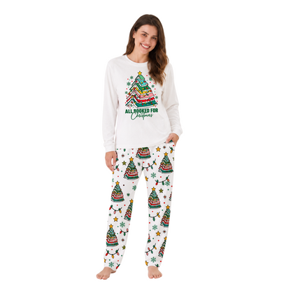 Cute All Booked For Christmas Book Tree Family Christmas Pajamas