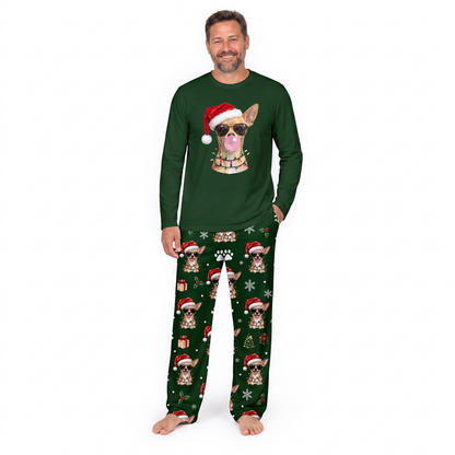 Funny Chihuahua Bubble Gum Christmas Dog Lover Matching Family Christmas Pajamas