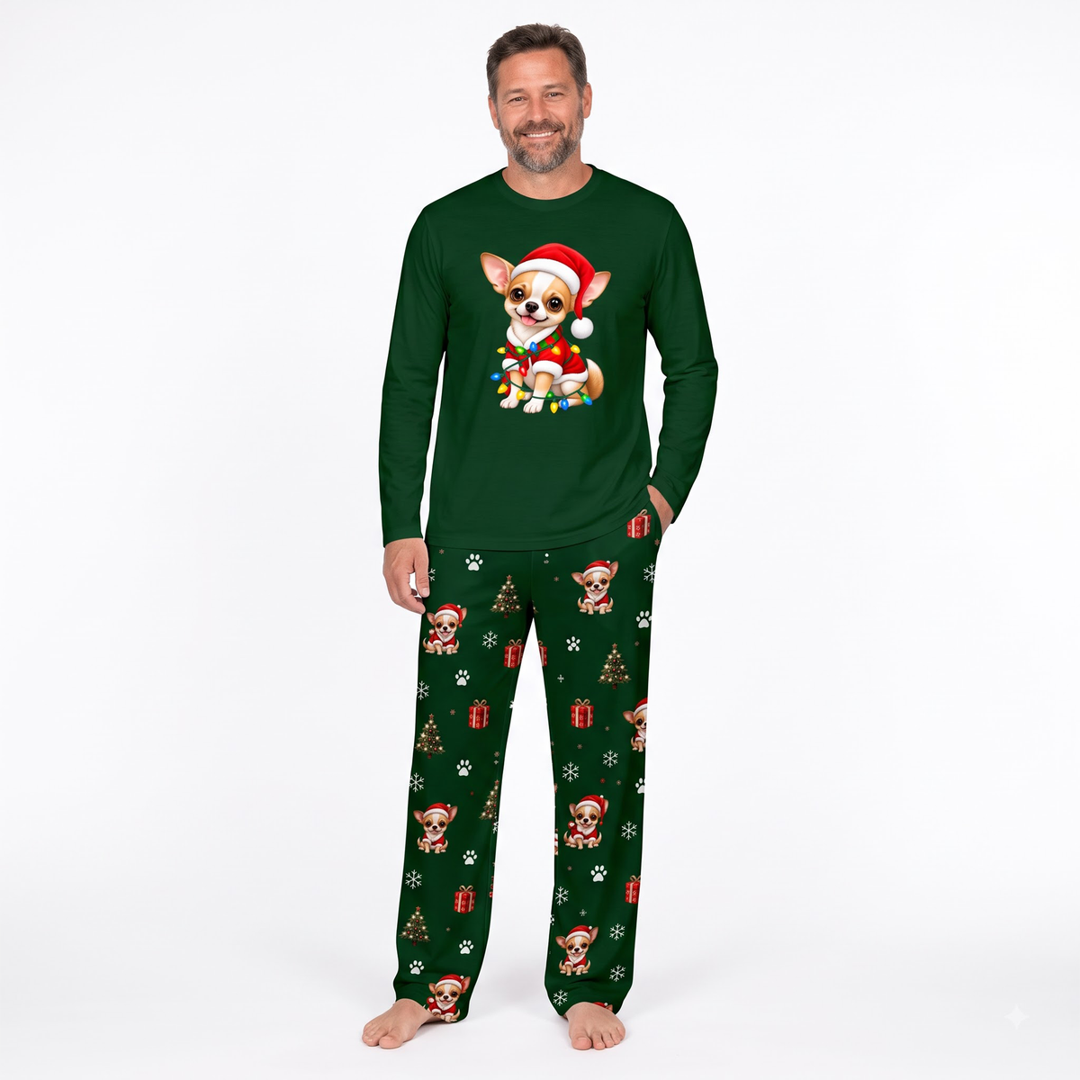 Cute Chihuahua Santa Christmas Dog Lover Matching Family Christmas Pajamas