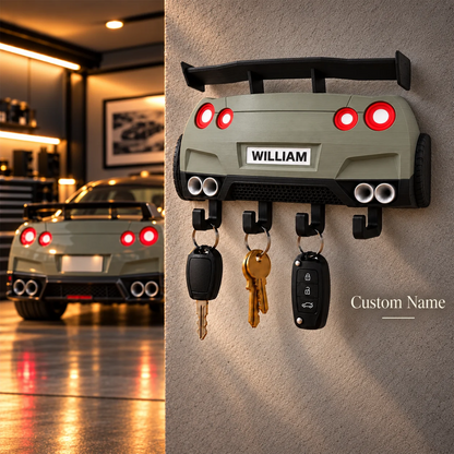 Personalized Sports Car Key Holder, Custom Name 3D Printed Wall Key Rack, Racing Car Key Organizer, Unique Gift for Car Lovers