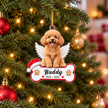 Angel Wings Pet Memorial Custom Name Date Photo Pet Memorial Acrylic Ornament Pet