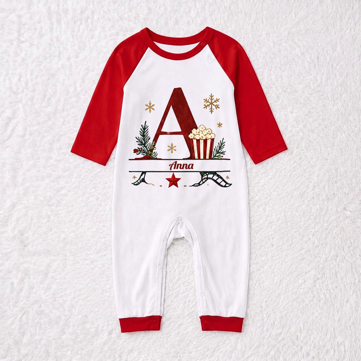 Festive Personalized Christmas Movie Night Initial Family Christmas Pajamas