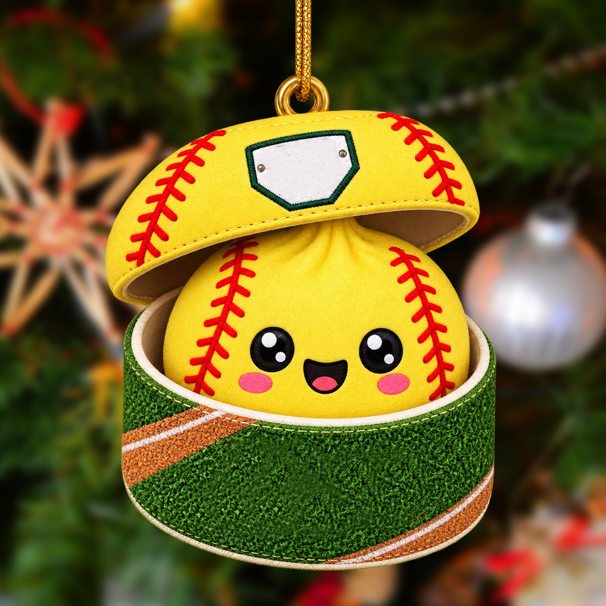 Personalized Baseball Softball Christmas Ornament With Custom Name And Number
