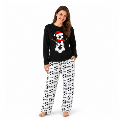 Soccer Snowman Matching Family Christmas Pajamas With Pet