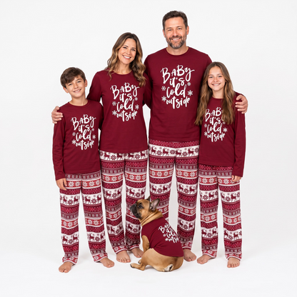 Baby It’s Cold Outside Matching Family Christmas Pajamas Set – Holiday PJs for Adults, Kids & Pet
