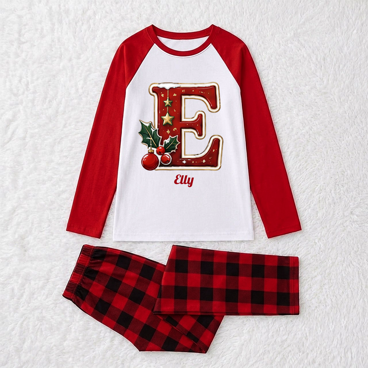 Festive Christmas Crew Initial Personalized Family Christmas Pajamas