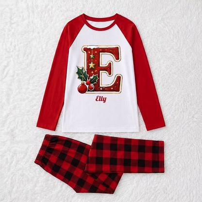Festive Christmas Crew Initial Personalized Family Christmas Pajamas