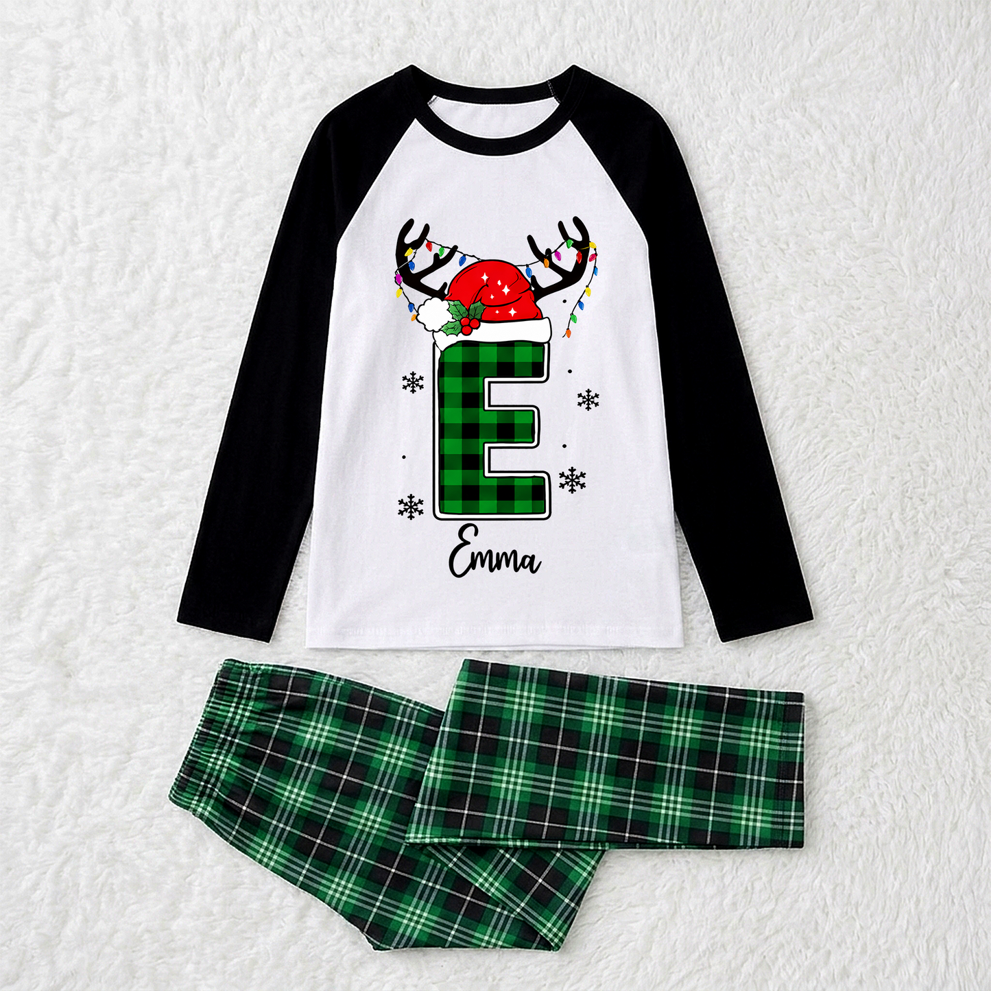 Custom Name Initial Family Matching Christmas Pajamas With Pet