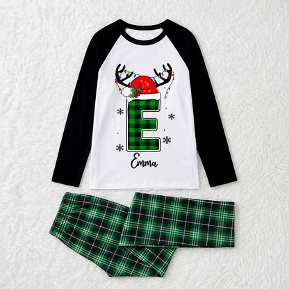 Custom Name Initial Family Matching Christmas Pajamas With Pet