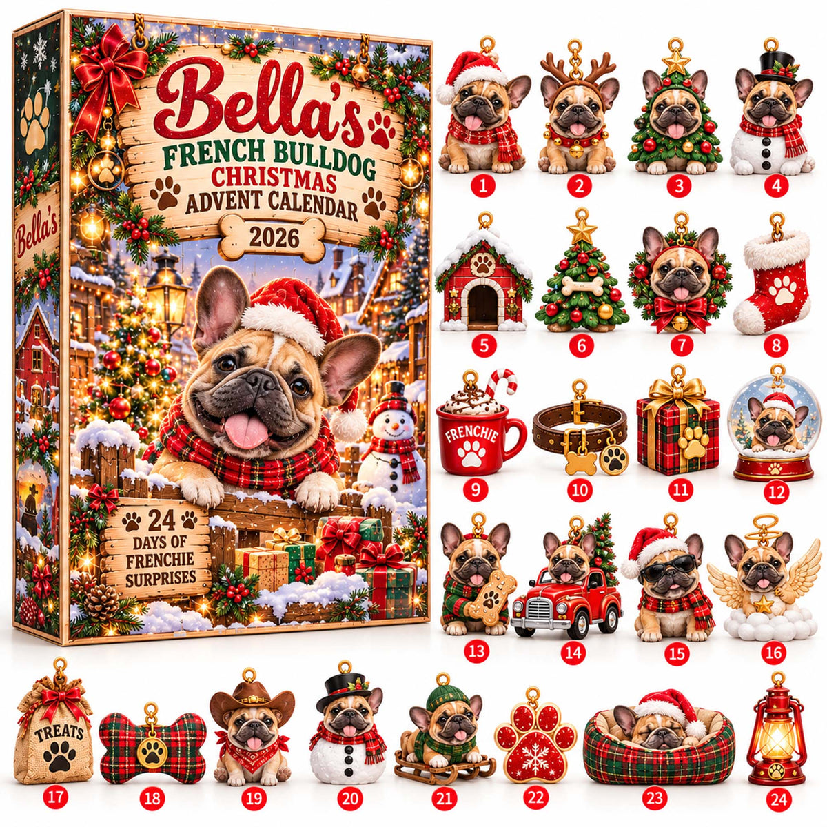 French Bulldog Lover Christmas Advent Calendar – Personalized Holiday Gift for Frenchie Owners