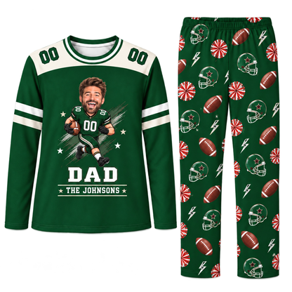 Funny Custom Face Football Jersey Personalized Family Christmas Pajamas