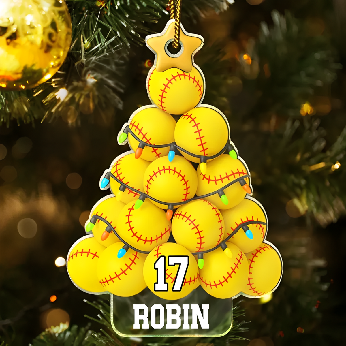Personalized Sports Christmas Tree Ornament, Custom Name Acrylic Christmas Gift