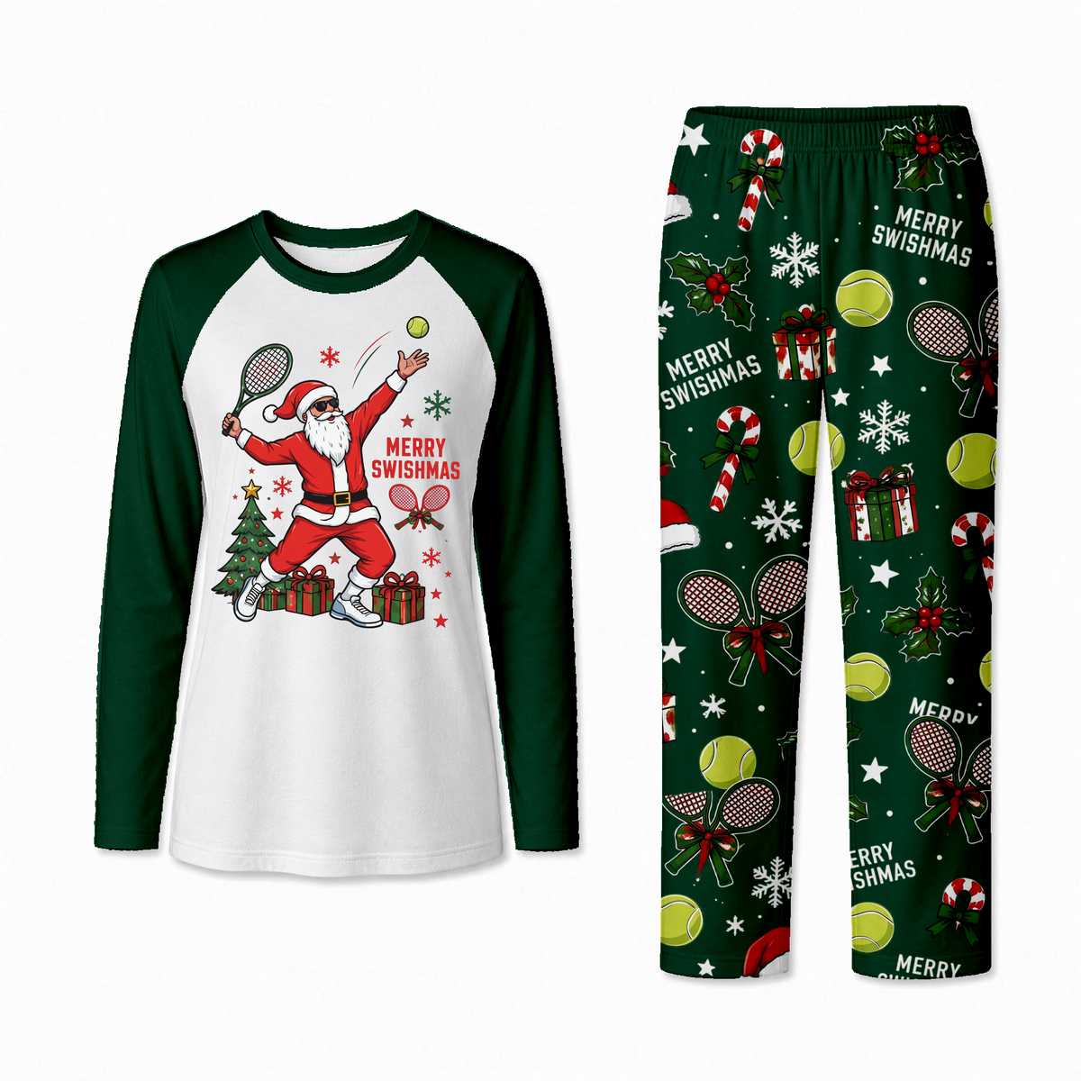 Festive Merry Swishmas Santa Tennis Matching Family Christmas Pajamas