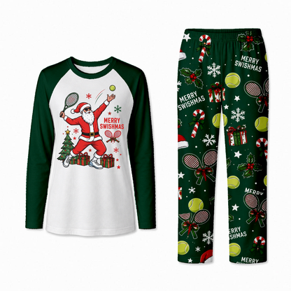 Festive Merry Swishmas Santa Tennis Matching Family Christmas Pajamas