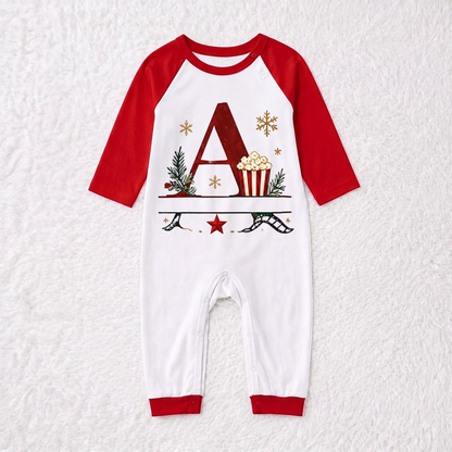 Festive Personalized Christmas Movie Night Initial Family Christmas Pajamas