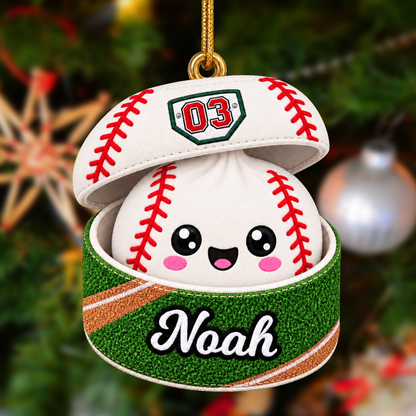 Personalized Baseball Softball Christmas Ornament With Custom Name And Number