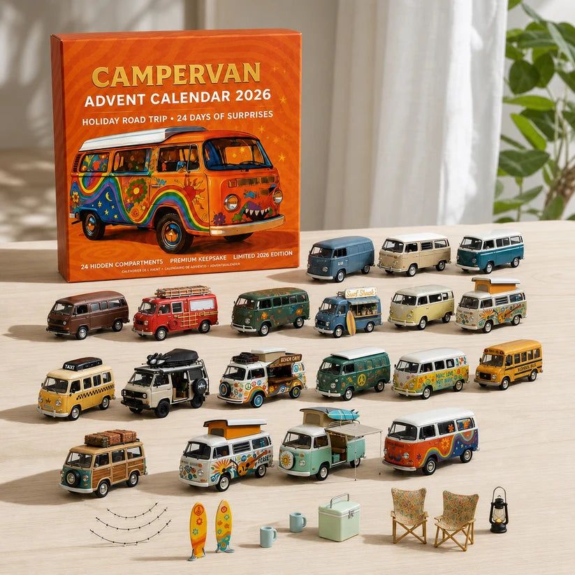 Campervan Christmas Advent Calendar 2026, 24 Days Christmas Countdown, Vintage Camper Van Lover Gift, Holiday Travel Surprise Box
