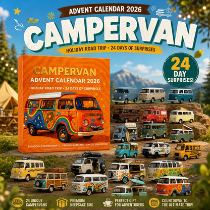 Campervan Christmas Advent Calendar 2026, 24 Days Christmas Countdown, Vintage Camper Van Lover Gift, Holiday Travel Surprise Box