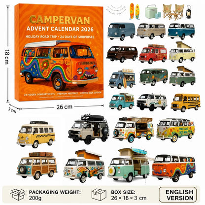 Campervan Christmas Advent Calendar 2026, 24 Days Christmas Countdown, Vintage Camper Van Lover Gift, Holiday Travel Surprise Box