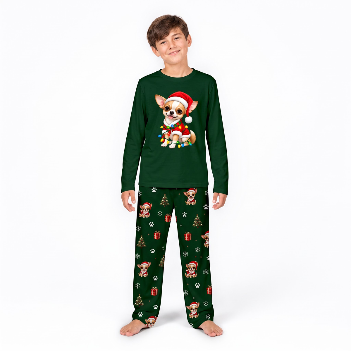 Cute Chihuahua Santa Christmas Dog Lover Matching Family Christmas Pajamas