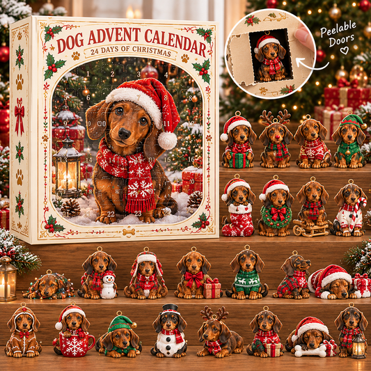 Cute Dachshund Christmas Advent Calendar, 24 Days Dog Lover Holiday Countdown Gift