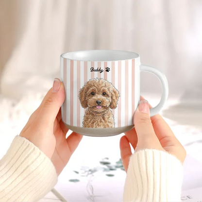Custom Striped Pet Pottery Mug Watercolor Art - Personalized Mug