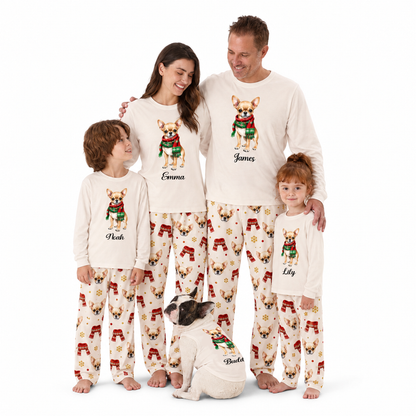 Custom Name Chihuahua Christmas Family Matching Pajamas With Pet