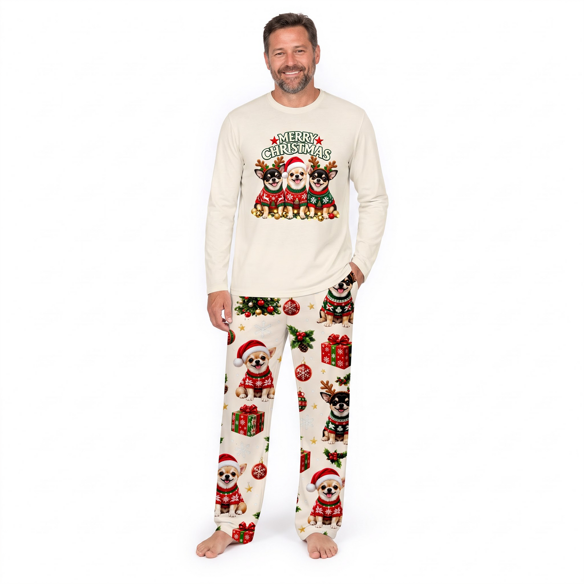 Merry Christmas Chihuahua Matching Family Christmas Pajamas With Pet