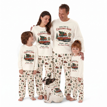 Personalized Christmas Road Trip Family Christmas Pajamas With Pet