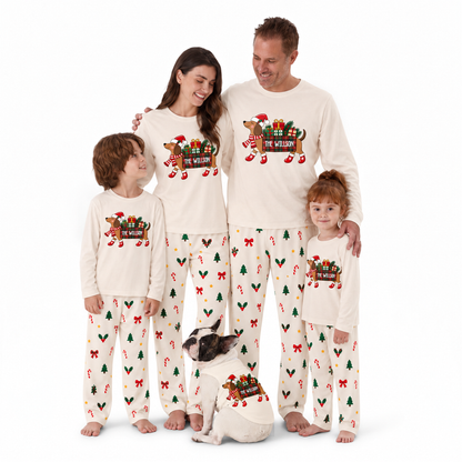 Personalized Festive Dachshund Christmas Gift Family Matching Christmas Pajamas With Pet