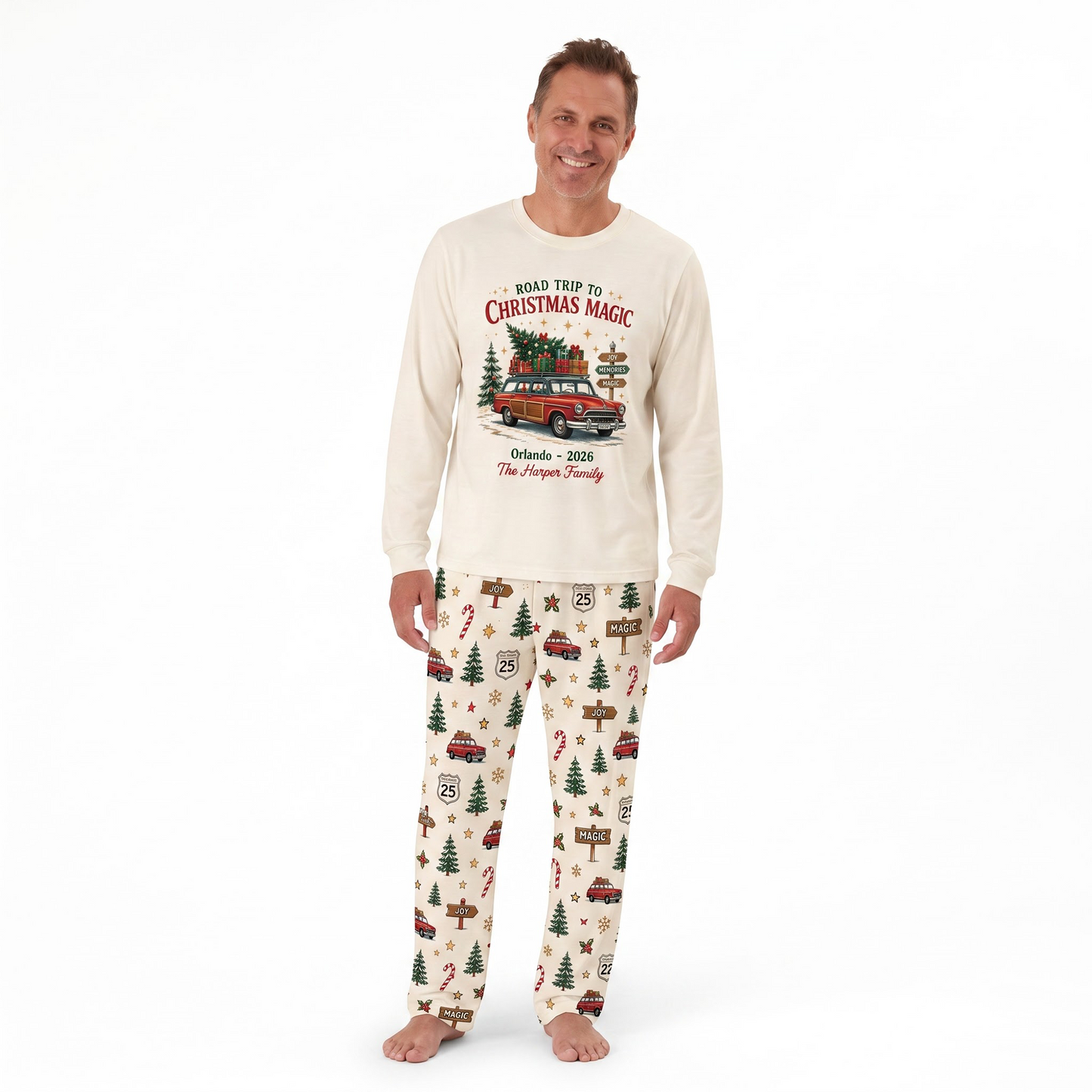 Personalized Christmas Road Trip Family Christmas Pajamas With Pet