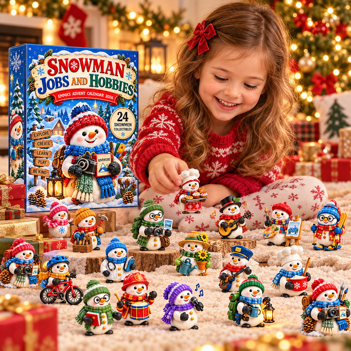 Personalized Snowman Jobs And Hobbies Advent Calendar With Custom Name