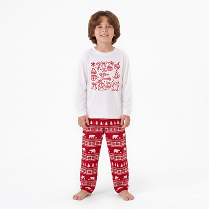 Festive Polar Bear Nordic Personalized Family Christmas Pajamas