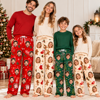 Personalized Face Christmas Pajama Pants – Custom Photo Holiday Lounge Pants