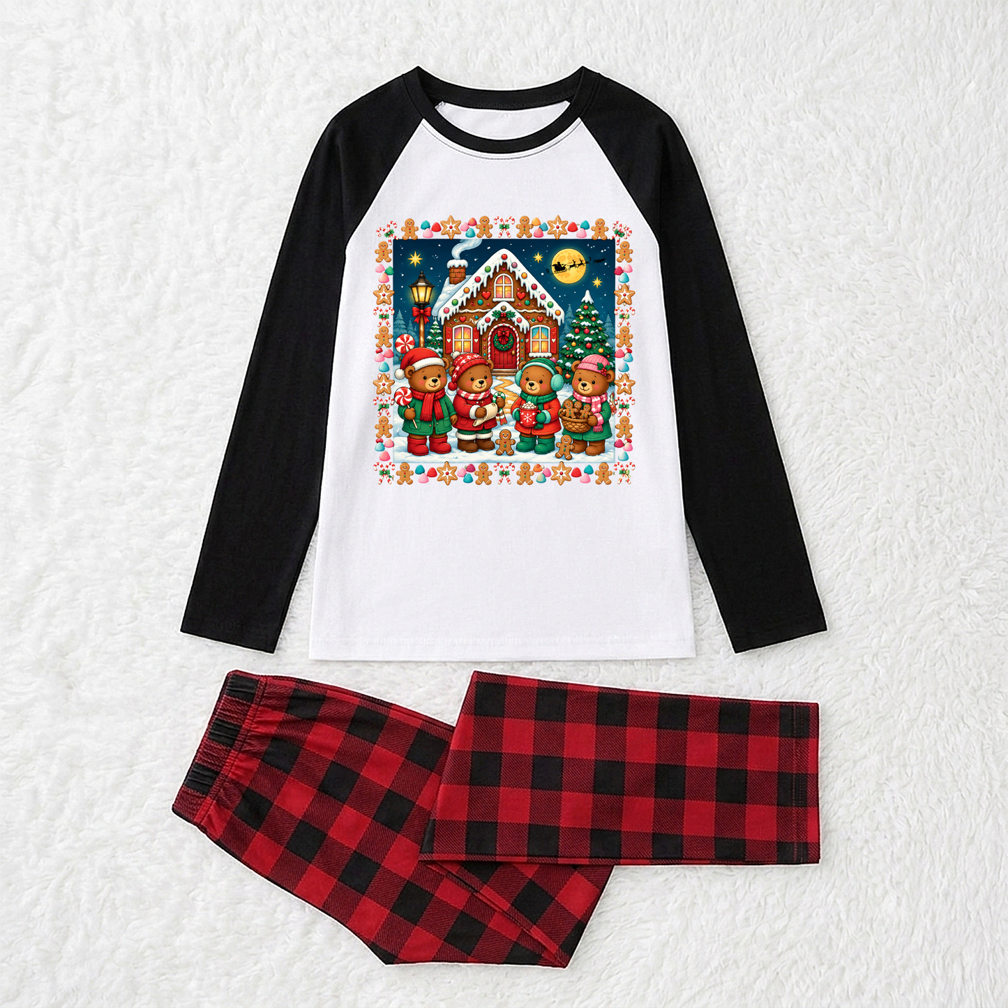 Cute Gingerbread House Christmas Family Matching Pajamas With Pet