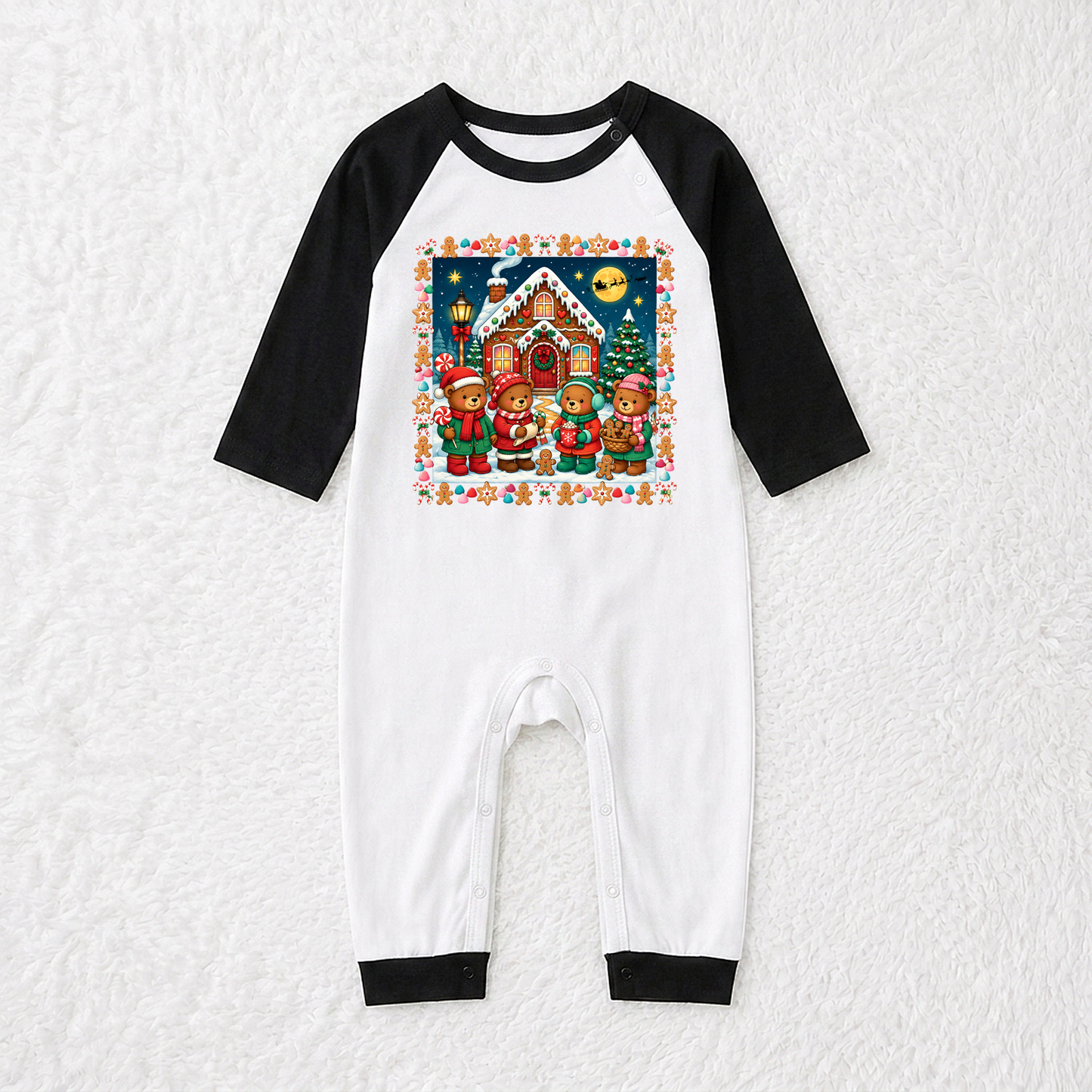 Cute Gingerbread House Christmas Family Matching Pajamas With Pet