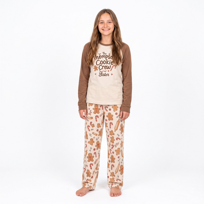 Cute Personalized Gingerbread Cookie Crew Family Christmas Pajamas With Pet