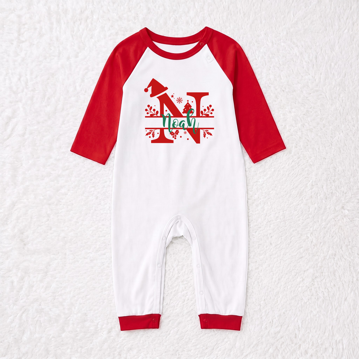Cute Custom Name Monogram Family Christmas Pajamas With Pet