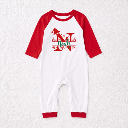 Cute Custom Name Monogram Family Christmas Pajamas With Pet